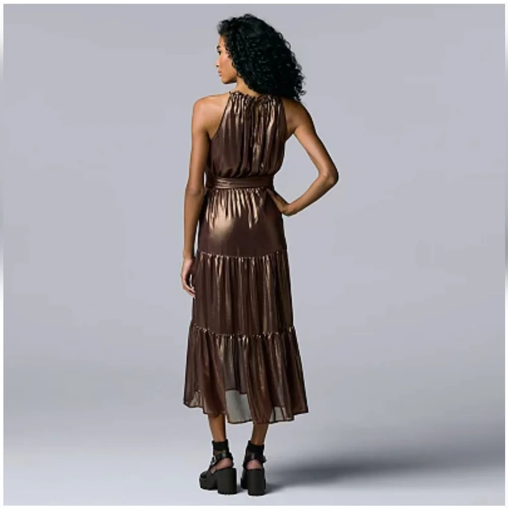 Simply Vera Wang Shimmer Maxi Dress, Naveena Plum, XL, XXL - Picture 2 of 5